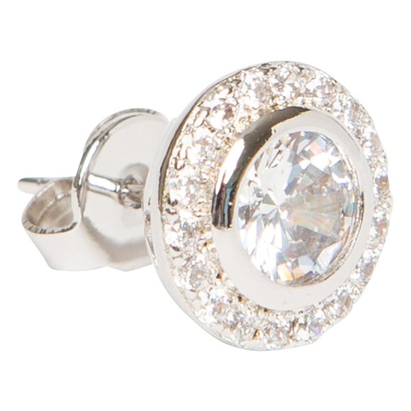 Genevive Jewelry Silver Pave Studs